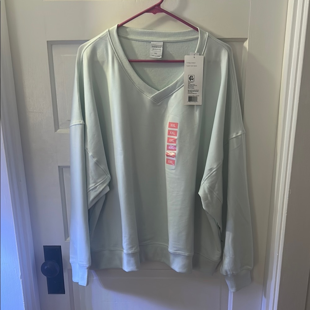 Light Green V-Neck Sweatshirt